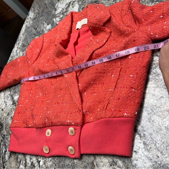 etcetera Tweed Jacket Bomber Blazer Orange Peach Tweed Size 8 - Picture 7 of 10